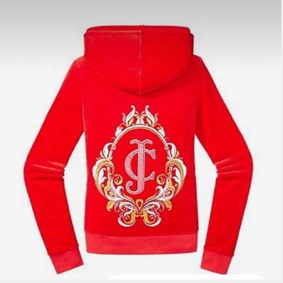 Juicy Couture RARE Original Gold Swirl Leaf Contour Velour Full Zip Track Jacket - Picture 2 of 16